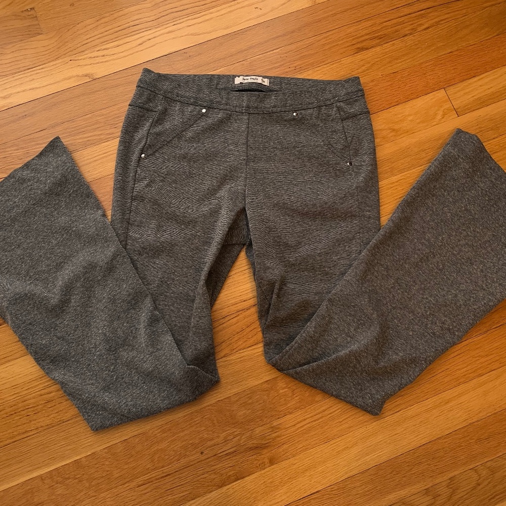 Free People grey textured flare leggings pull on bellbottom pants Medium